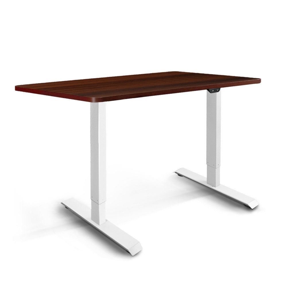 Electric Motorised Height Adjustable Standing Desk - White Frame with 100cm Walnut Top