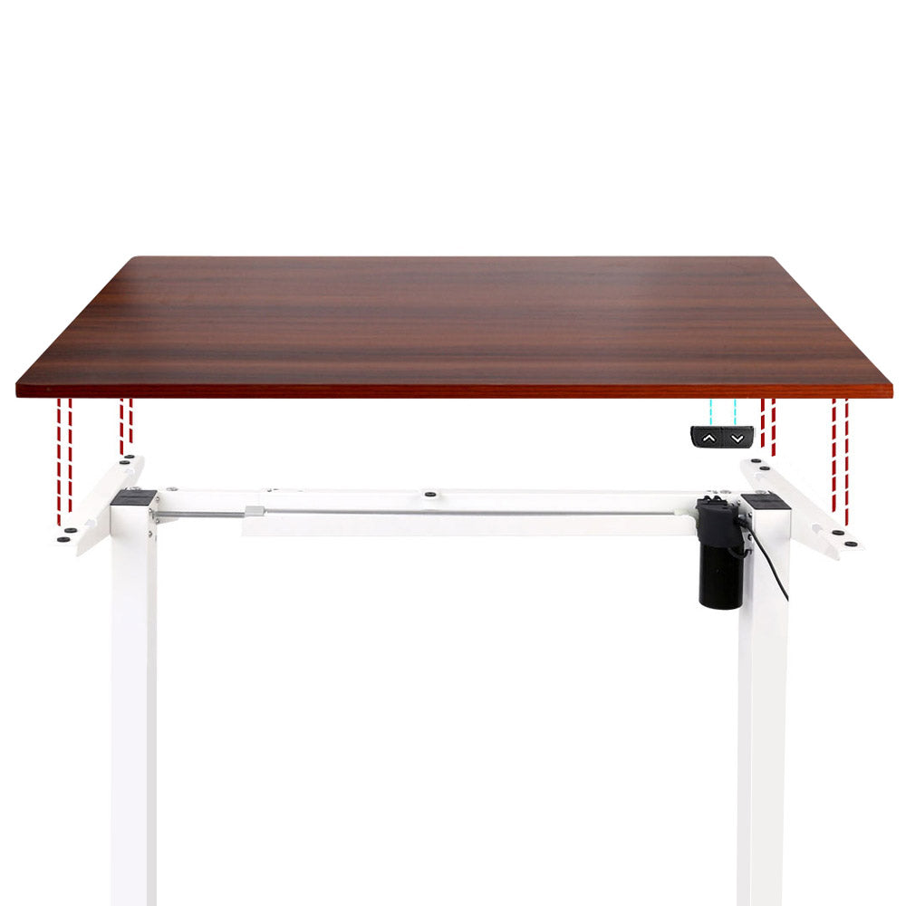 Electric Motorised Height Adjustable Standing Desk - White Frame with 100cm Walnut Top