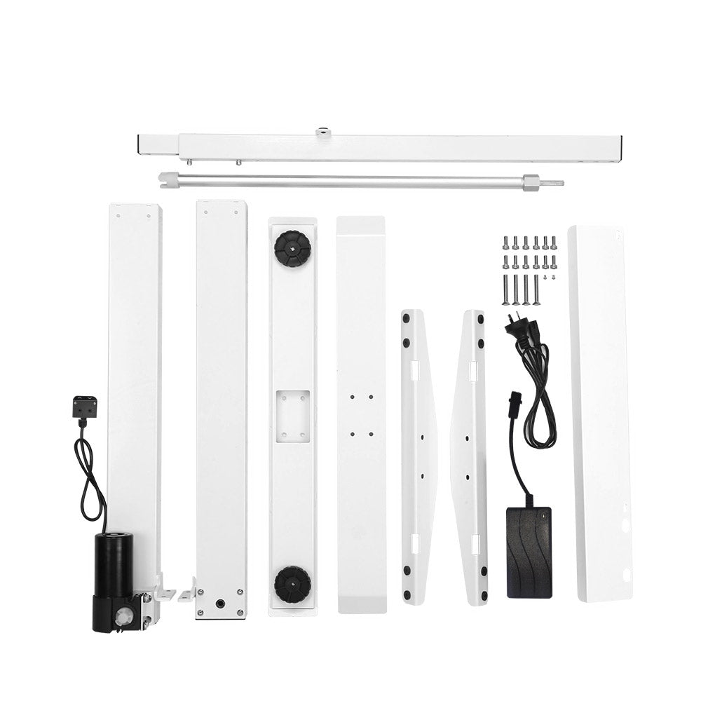 Electric Motorised Height Adjustable Standing Desk - White Frame with 100cm Walnut Top