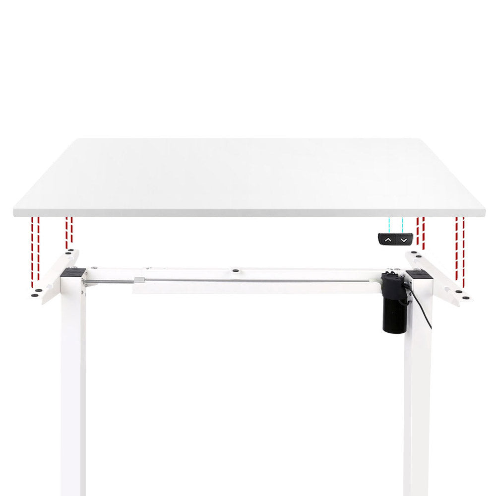 Electric Motorised Height Adjustable Standing Desk - White Frame with 140cm White Top