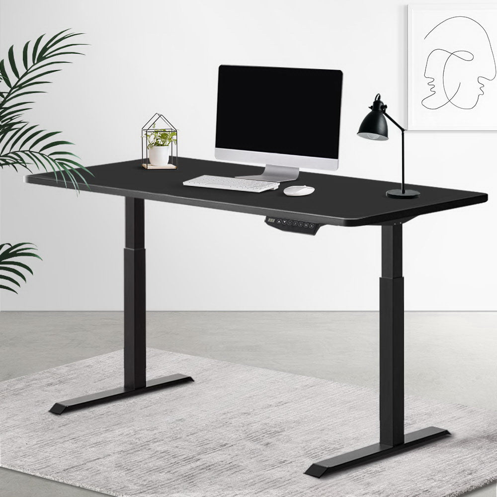 Artiss Standing Desk Sit Stand Table Riser Motorised Electric Computer Laptop Desks Dual Motors 140cm Black