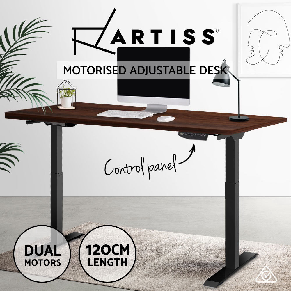 Artiss Standing Desk Sit Stand Motorised Electric Frame Computer Laptop Table 120cm Dual Motor