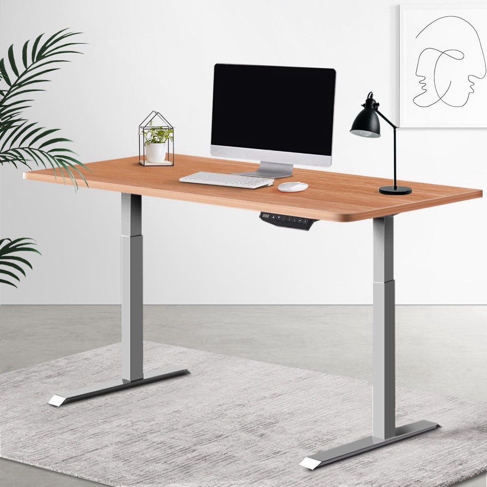 Artiss Standing Desk Sit Stand Table Riser Wooden Computer Laptop Desks Motorised Dual Motors 140cm