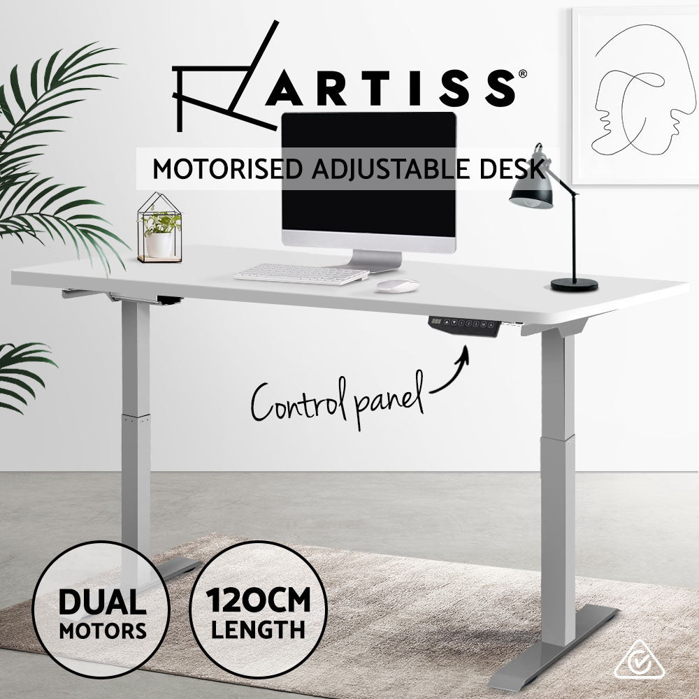 Artiss Standing Desk Motorised Height Adjustable Laptop Computer Table Electric Riser Dual Motor 120cm