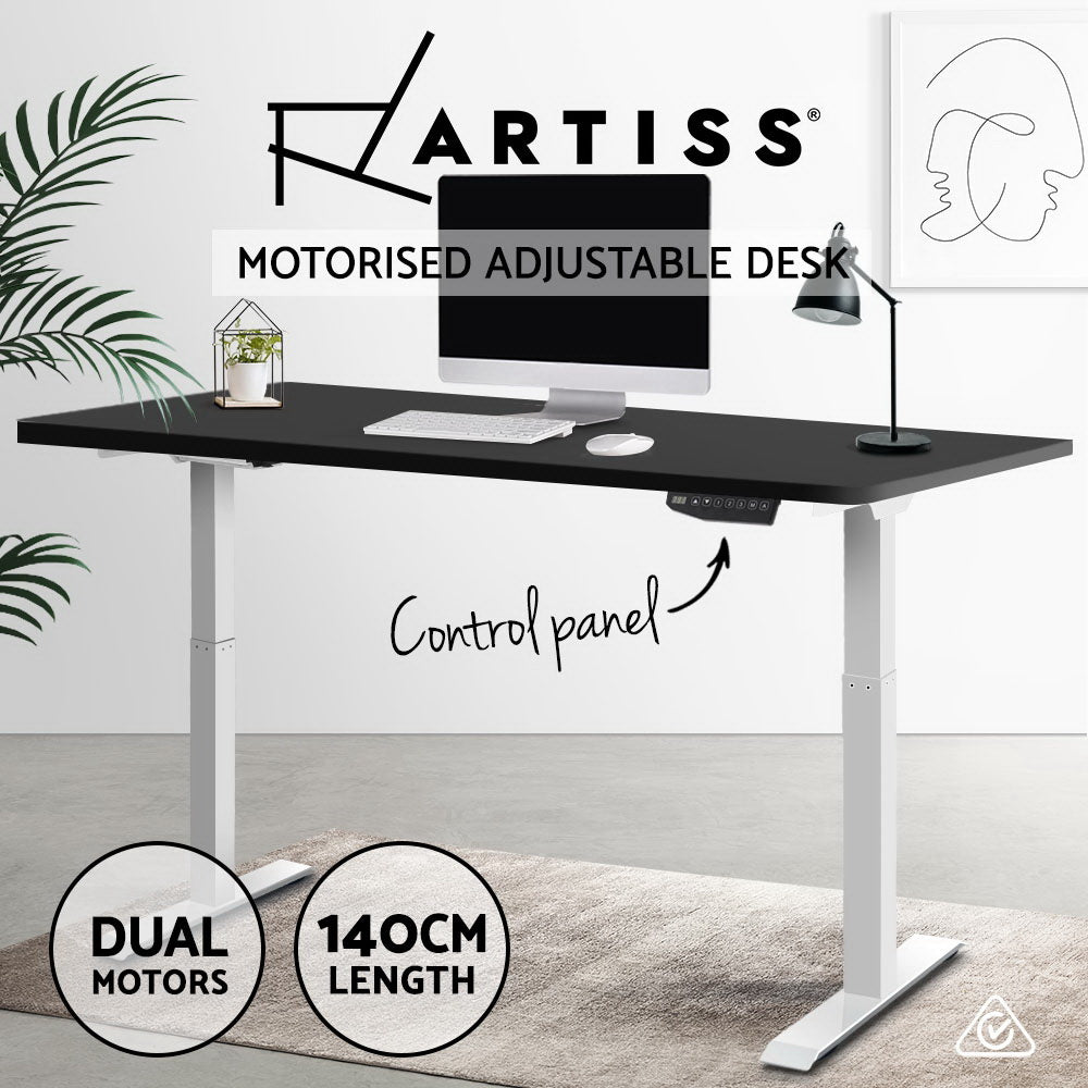Artiss Standing Desk Adjustable Sit Stand Table Motorised Electric Computer Laptop Desks Dual Motors 140cm
