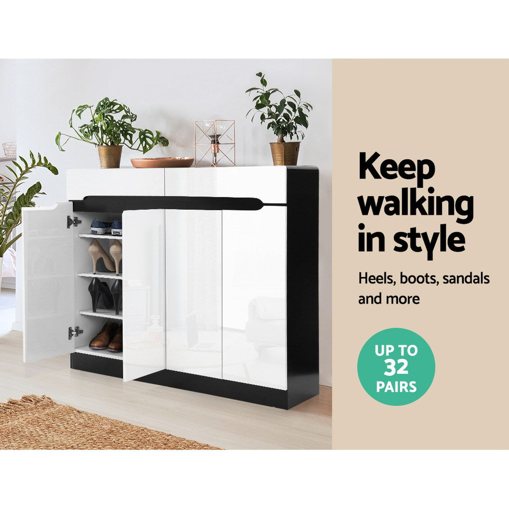 Artiss High Gloss Shoe Cabinet Storage Organisers Rack Box Shelf Cupboard Drawer