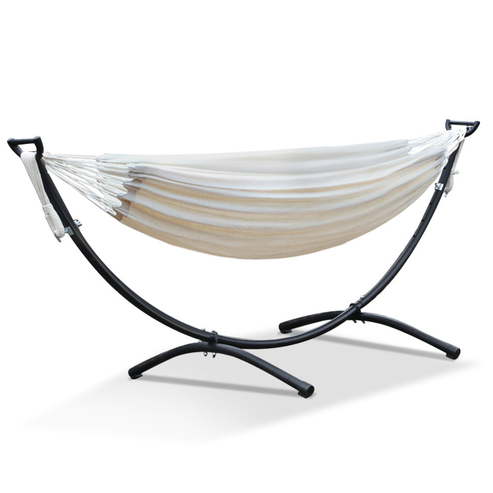 Gardeon Hammock Bed with Steel Frame Stand - Cream