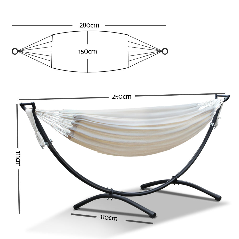 Gardeon Hammock Bed with Steel Frame Stand - Cream