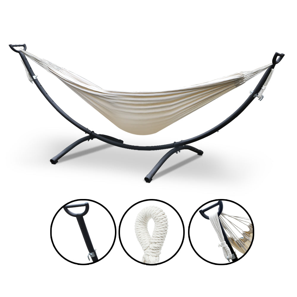Gardeon Hammock Bed with Steel Frame Stand - Cream