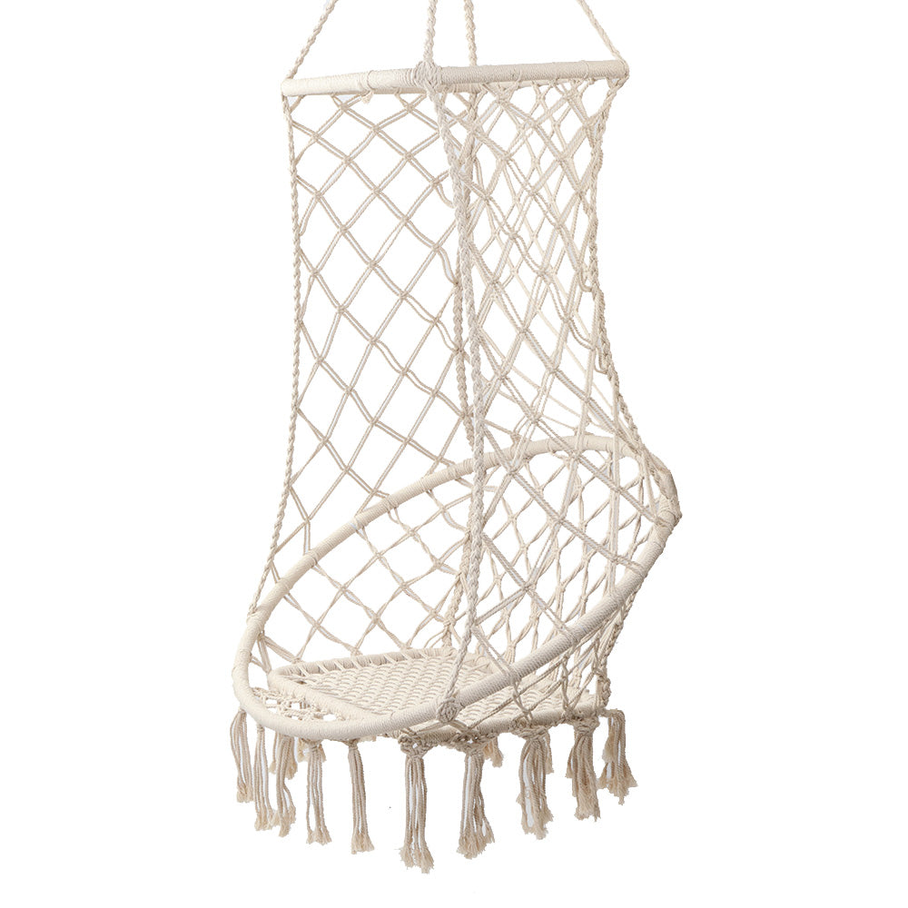Gardeon Hanging Hammock Chair Swing Tassel Cream