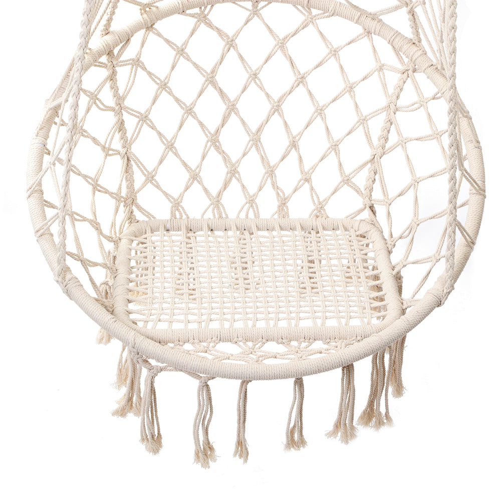 Gardeon Hanging Hammock Chair Swing Tassel Cream