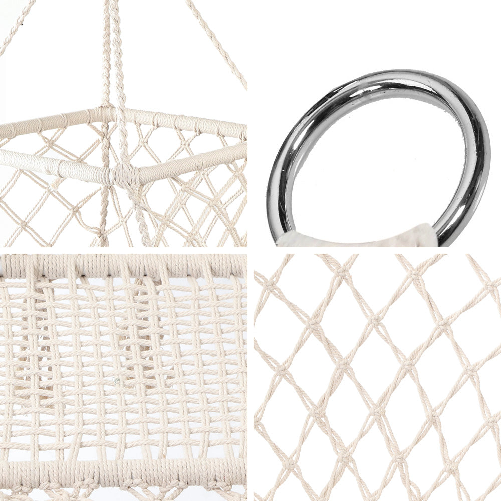 Gardeon Hanging Hammock Chair Swing Tassel Cream