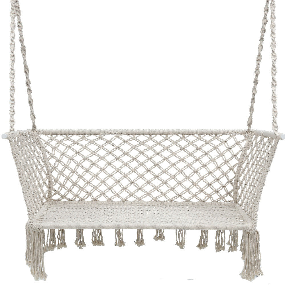 Gardeon Camping Hammock Chair Patio 2 Person Swing Hammocks Double Portable Cream