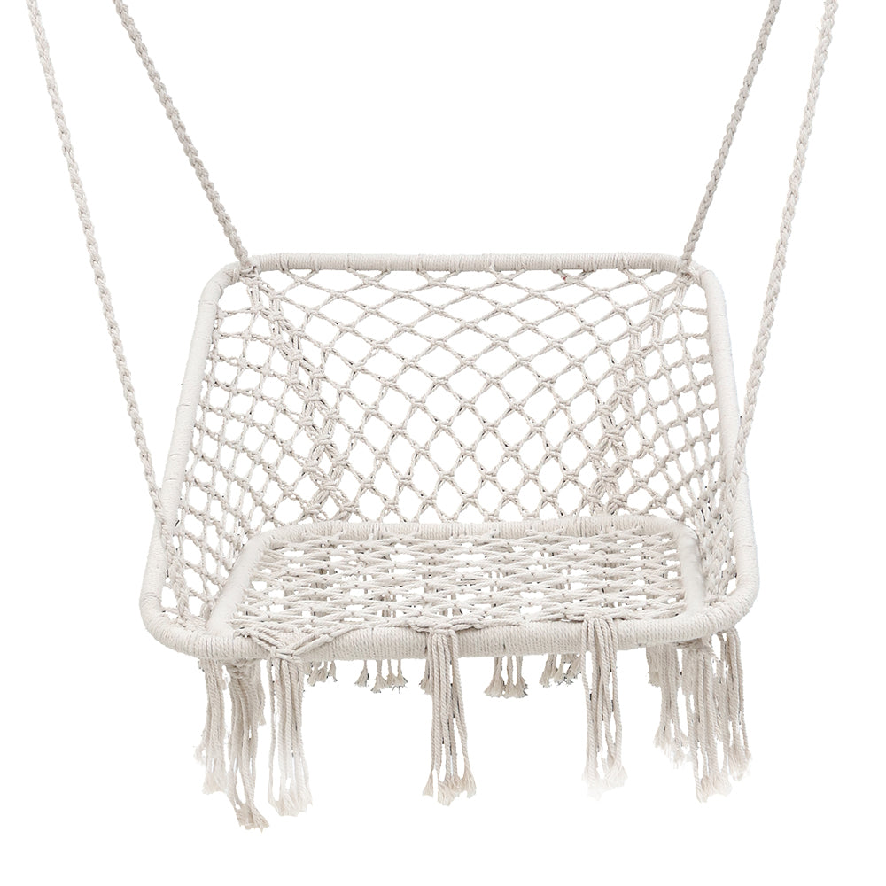 Gardeon Camping Hammock Chair Outdoor Hanging Rope Portable Swing Hammocks Cream
