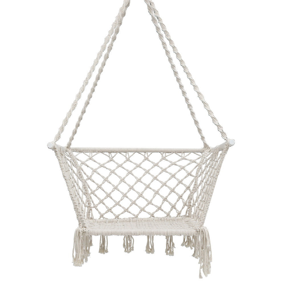 Gardeon Camping Hammock Chair Patio Swing Hammocks Portable Cotton Rope Cream