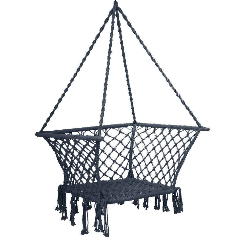 Gardeon Camping Hammock Chair Patio Swing Hammocks Portable Cotton Rope Grey