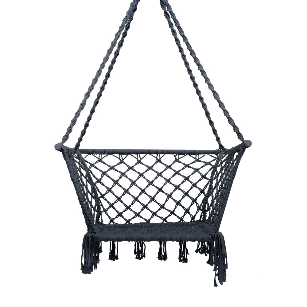 Gardeon Camping Hammock Chair Patio Swing Hammocks Portable Cotton Rope Grey
