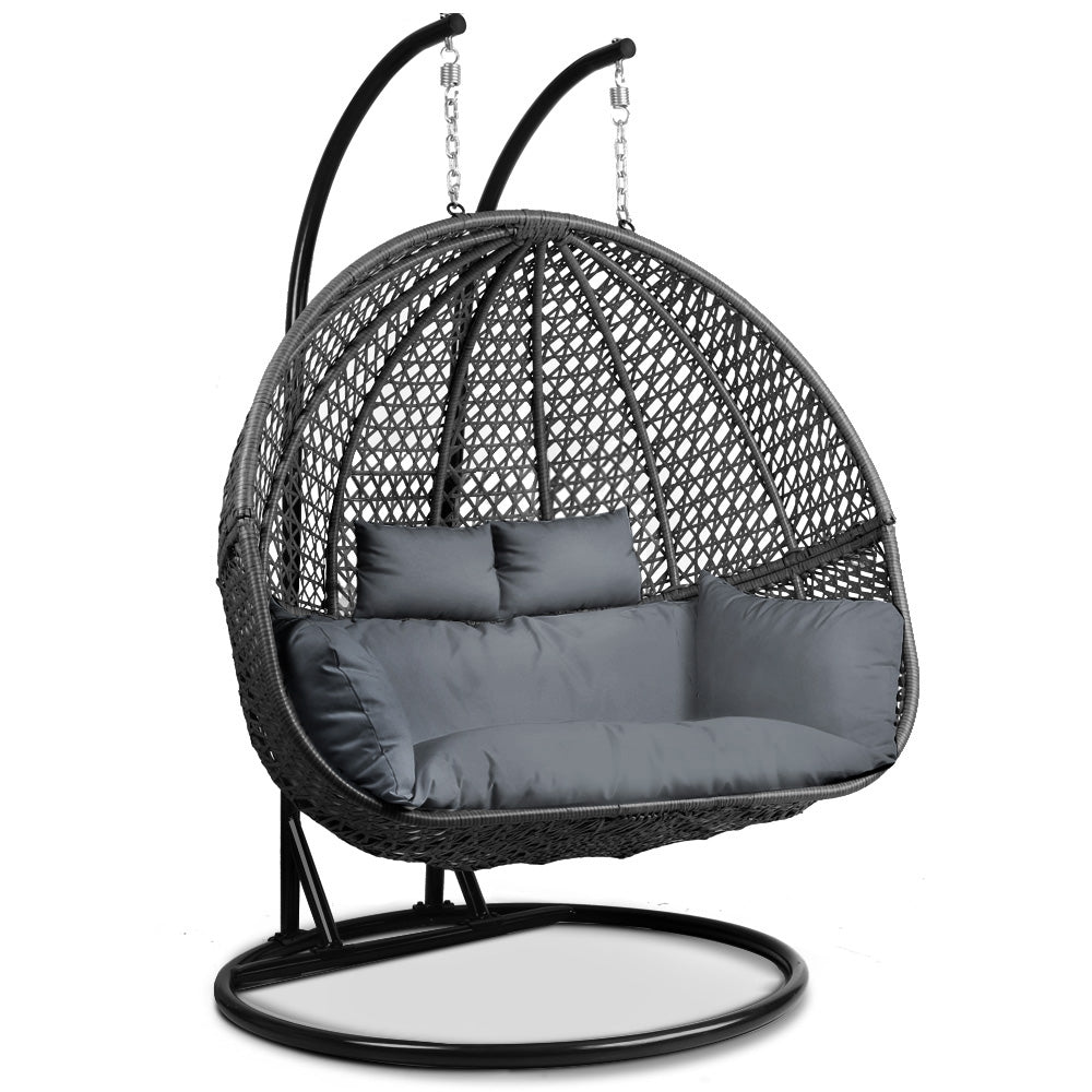 Gardeon Outdoor Double Hanging Swing Chair - Black