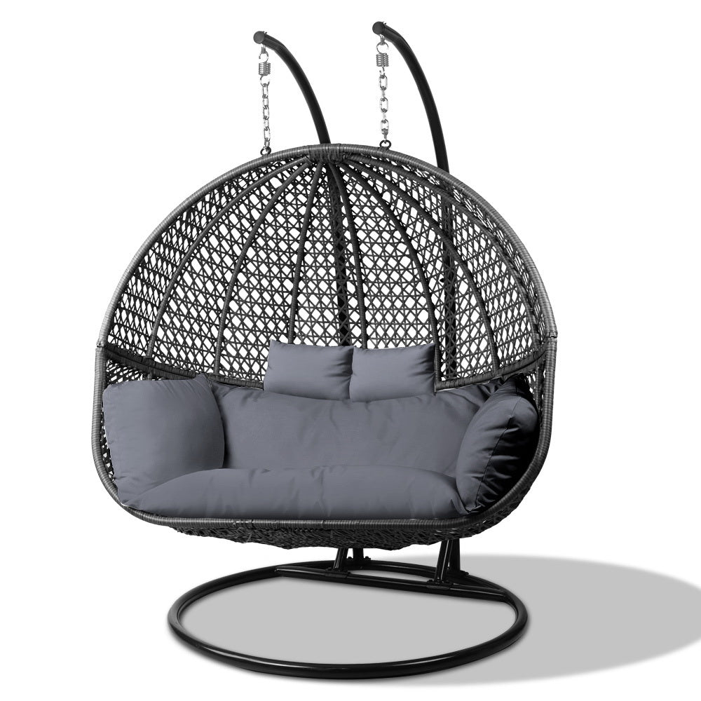 Gardeon Outdoor Double Hanging Swing Chair - Black