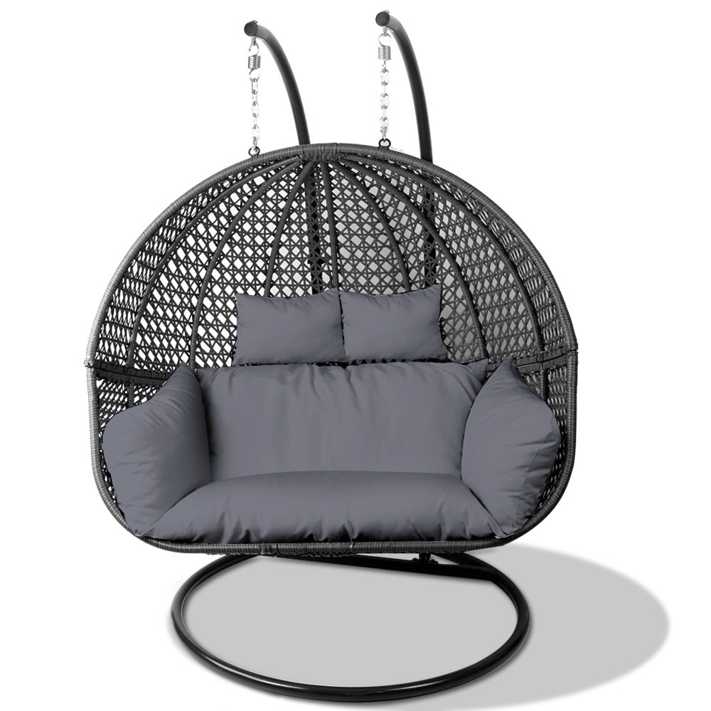 Gardeon Outdoor Double Hanging Swing Chair - Black