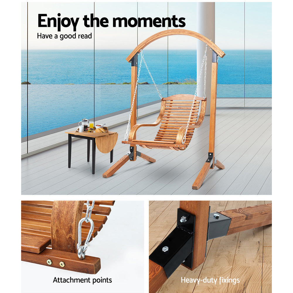 Gardeon Outdoor Furniture Timber Hammock Chair Wooden Patio Swing Lounge Chairs