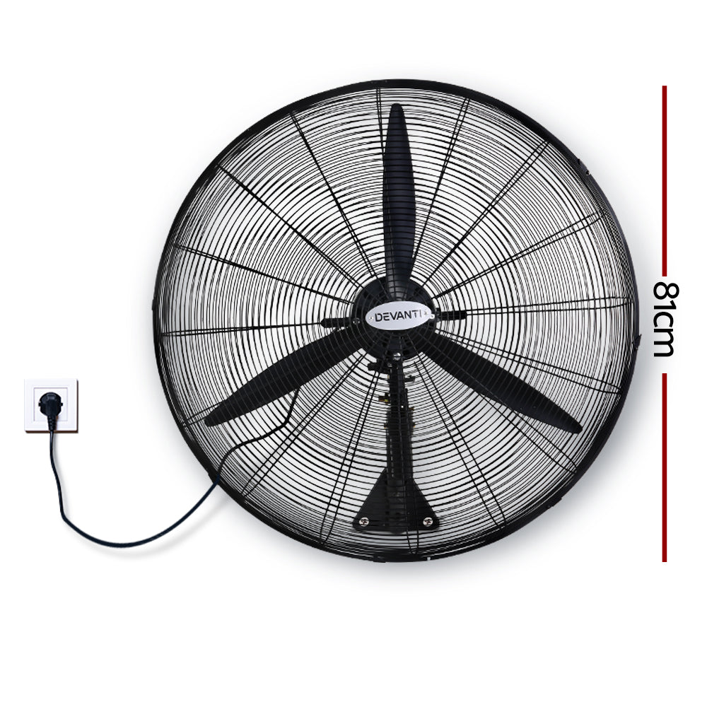 Devanti Industrial Wall Mounted Fan �Black