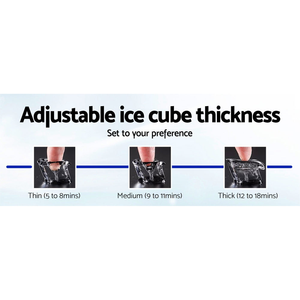 Devanti Portable Ice Maker Machine Commercial Square Ice Cube Countertop Silver 2.2L