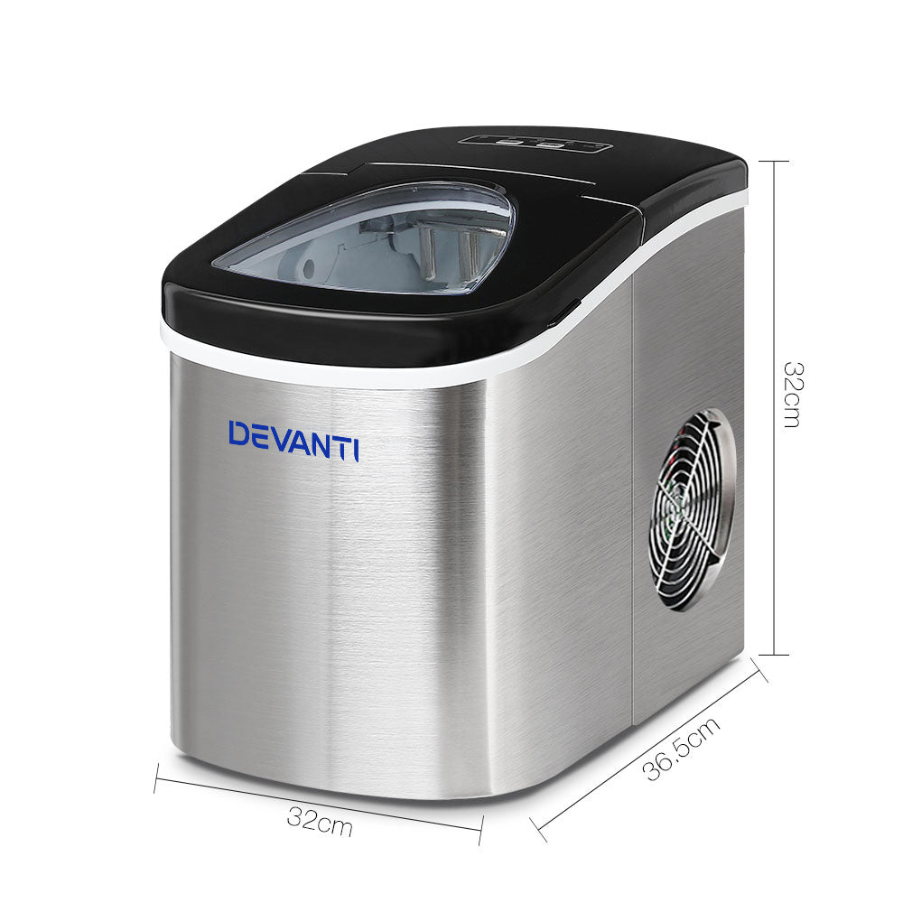 Devanti 2.4L Stainless Steel Portable Ice Cube Maker