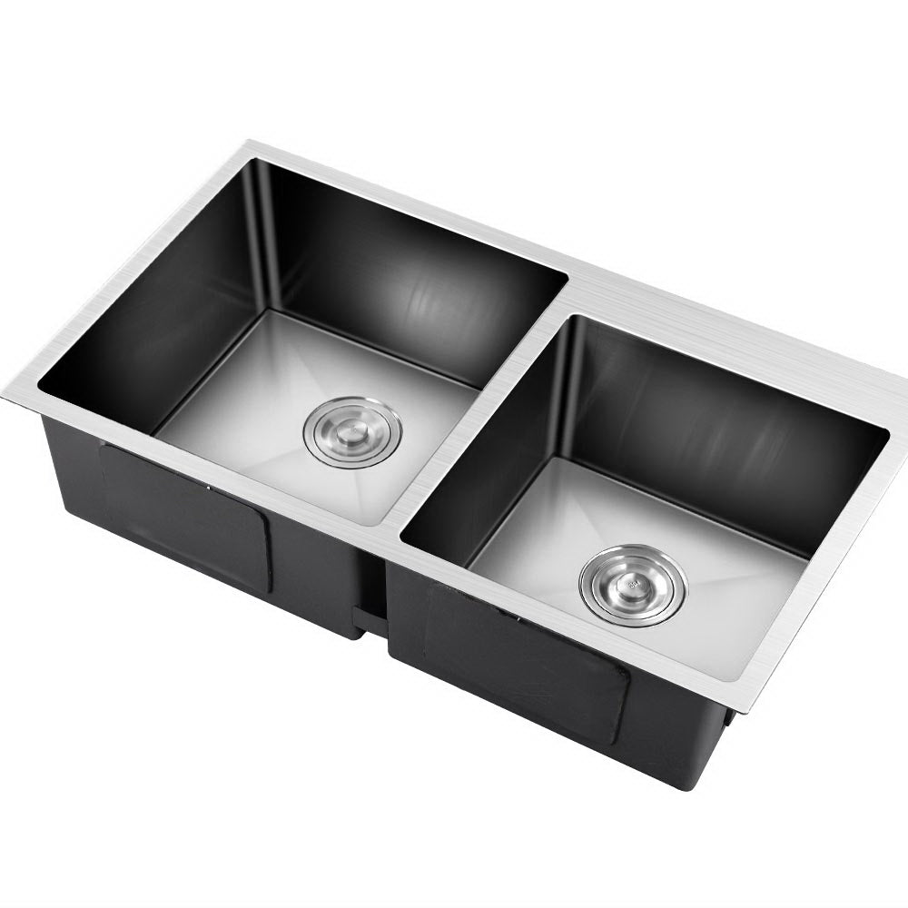 Cefito Stainless Steel Kitchen Sink 800x450MM Double Bowl Sinks Laundry Strainer