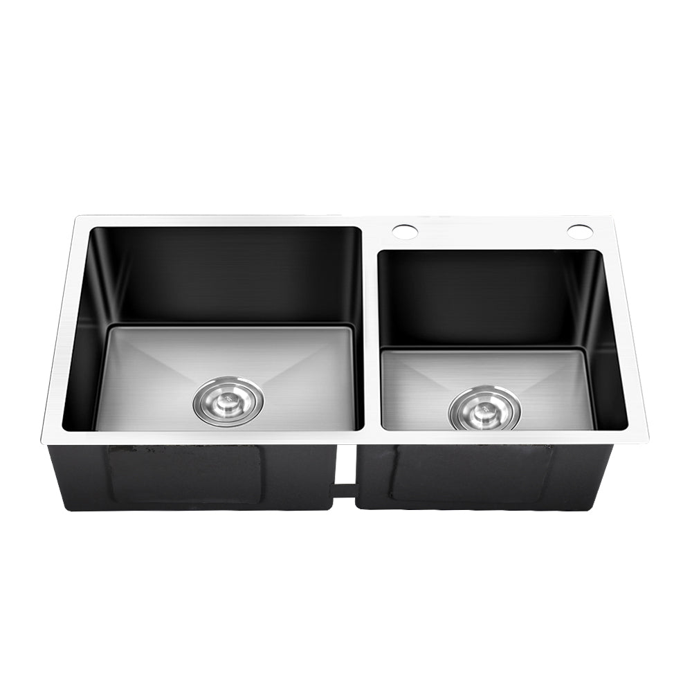 Cefito 80cm x 45cm Stainless Steel Kitchen Sink Flush/Drop-in Mount Silver