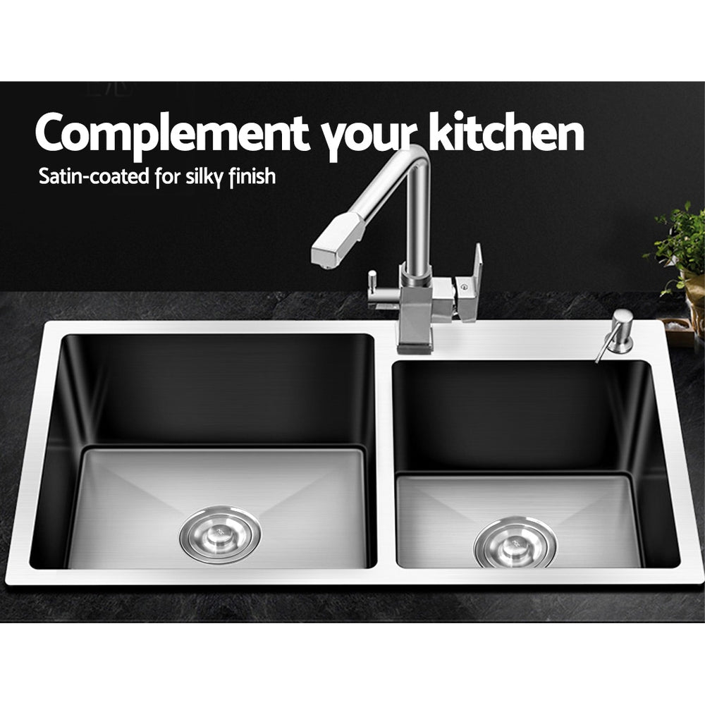 Cefito 80cm x 45cm Stainless Steel Kitchen Sink Flush/Drop-in Mount Silver