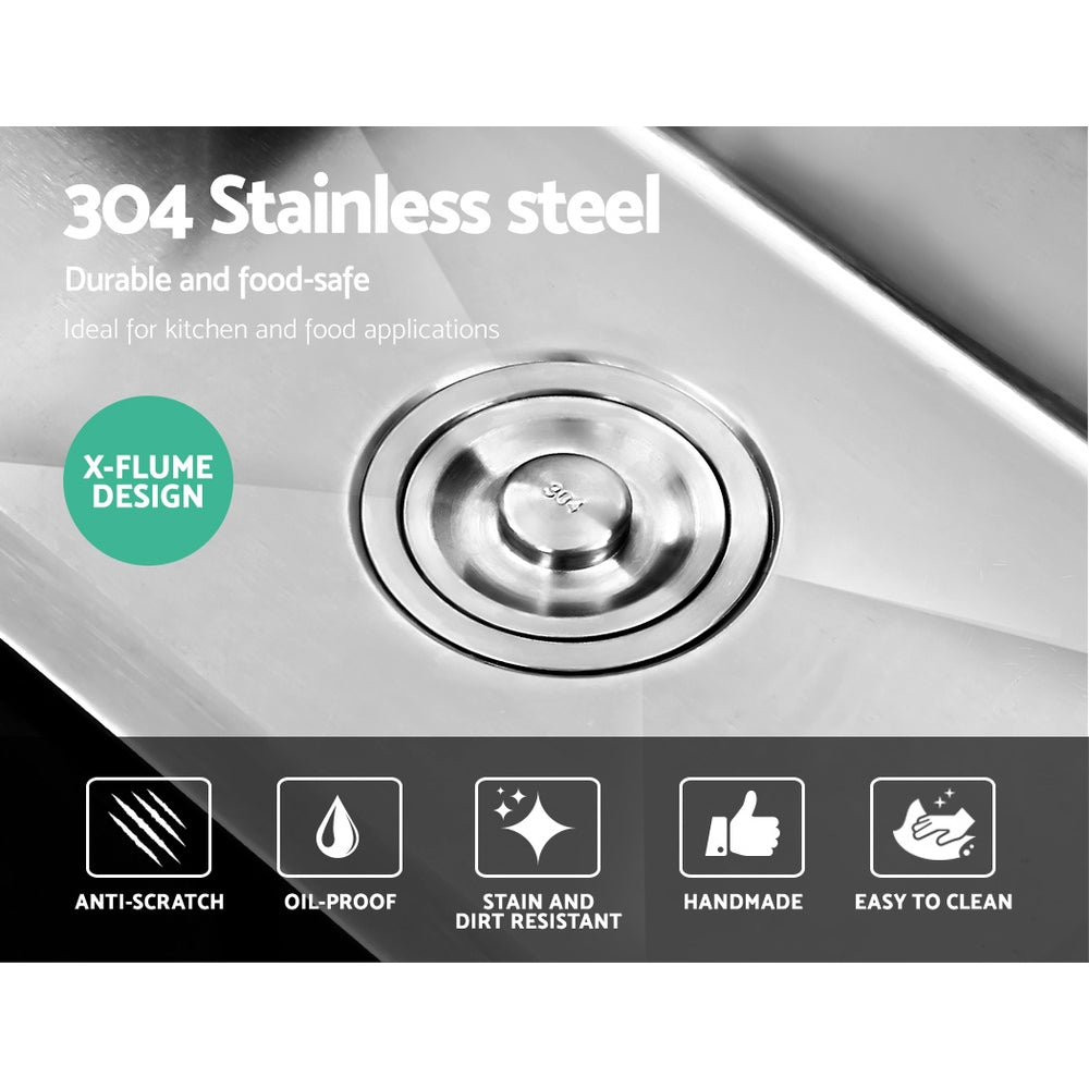 Cefito 80cm x 45cm Stainless Steel Kitchen Sink Flush/Drop-in Mount Silver