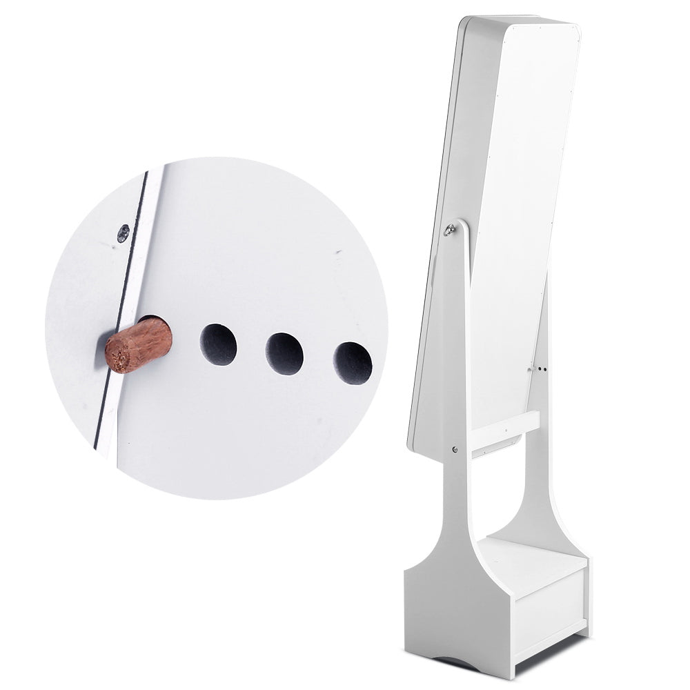 Jewellery Cabinet with Mirror and LED Light - White