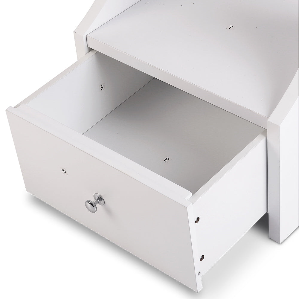 Jewellery Cabinet with Mirror and LED Light - White