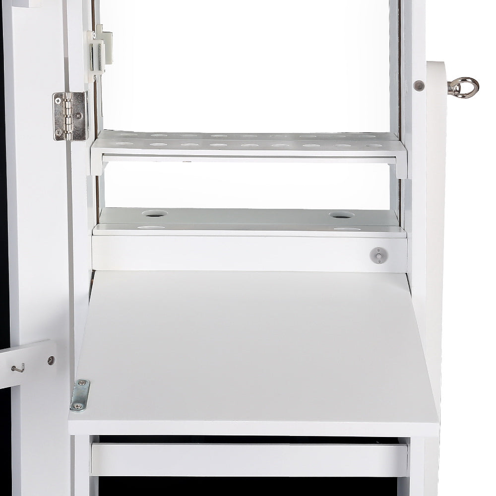 Jewellery Cabinet with Mirror and LED Light - White