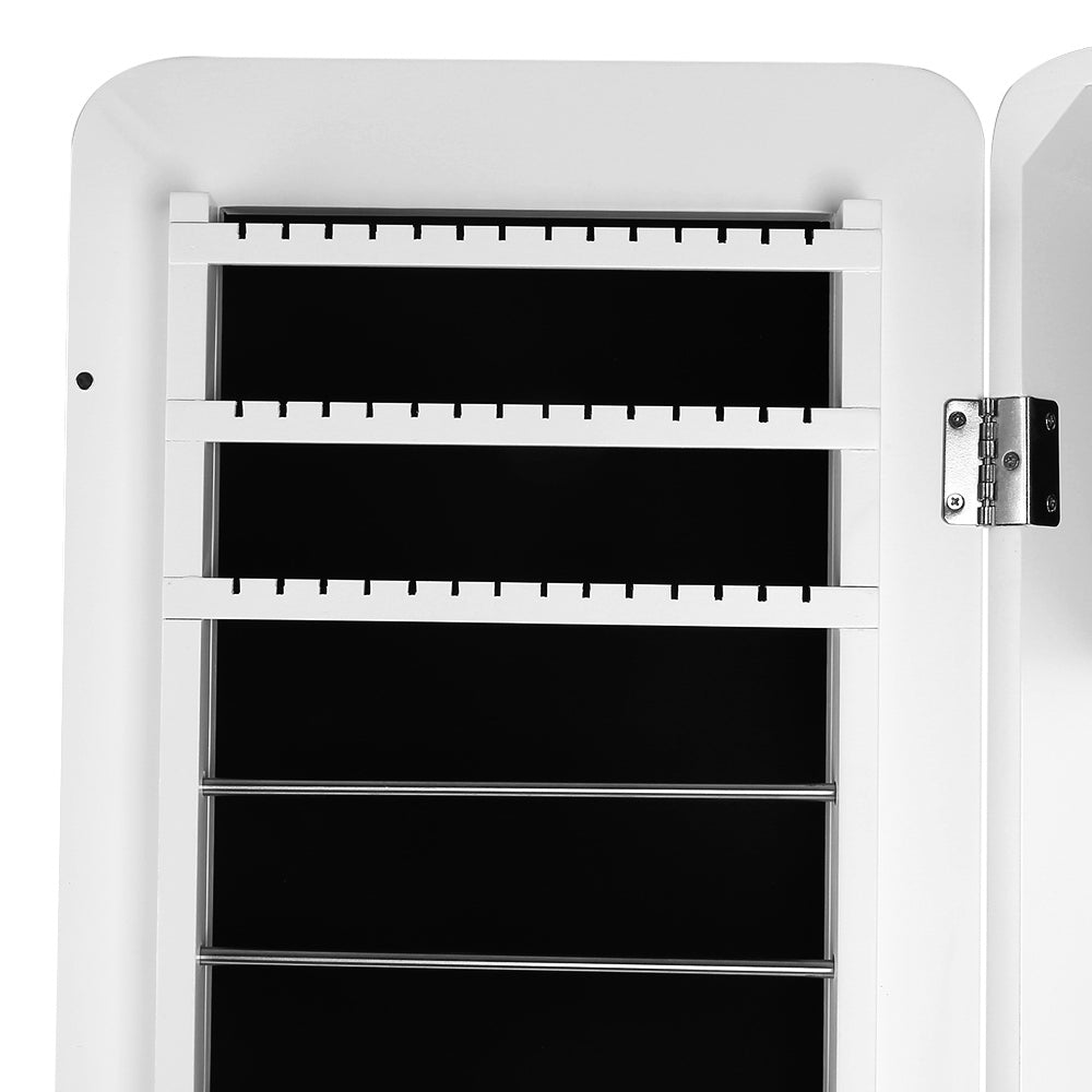 Jewellery Cabinet with Mirror and LED Light - White