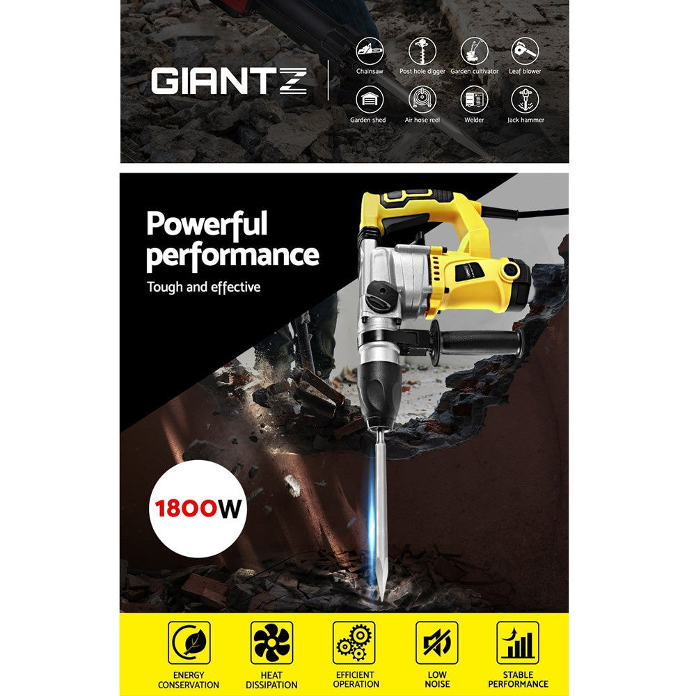 GIANTZ 1800W Jack Hammer Demolition Rotary Jackhammer Electric Concrete Drill