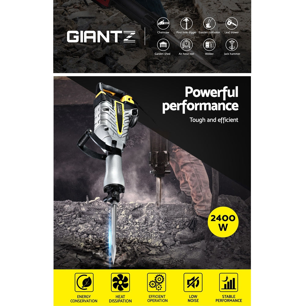 GIANTZ 2400W Jackhammer Commercial Jack Hammer Grade Demolition Concrete