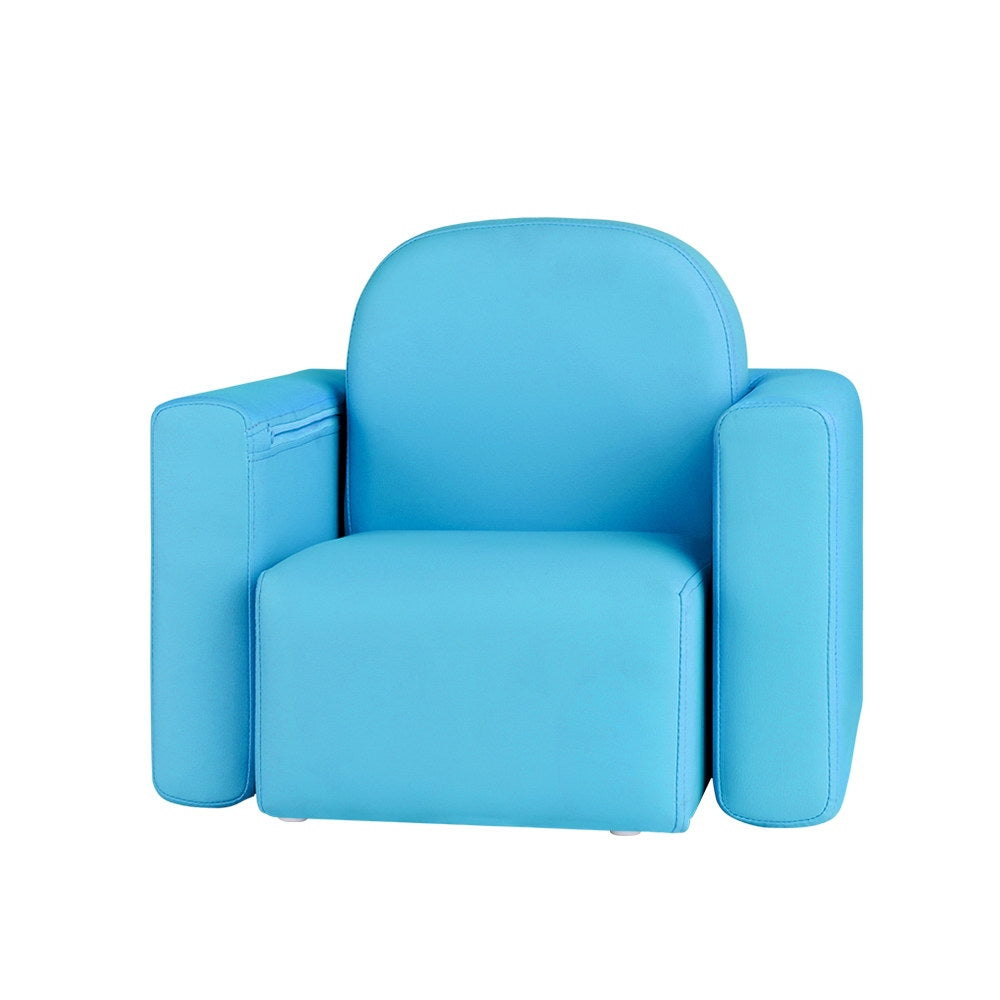 Artiss Kids Armchair Sofa Table and Chair PU Leather Blue