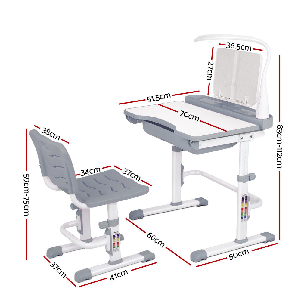 Artiss Kids Study Desk and Chair - Grey