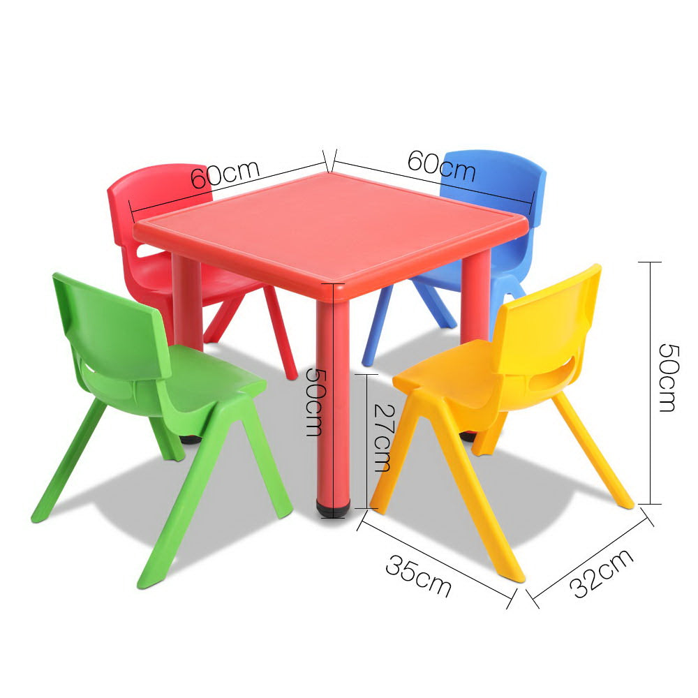 Keezi 5 Piece Kids Table and Chair Set - Red