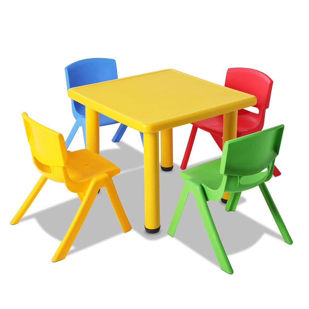 Keezi 5 Piece Kids Table and Chair Set - Yellow
