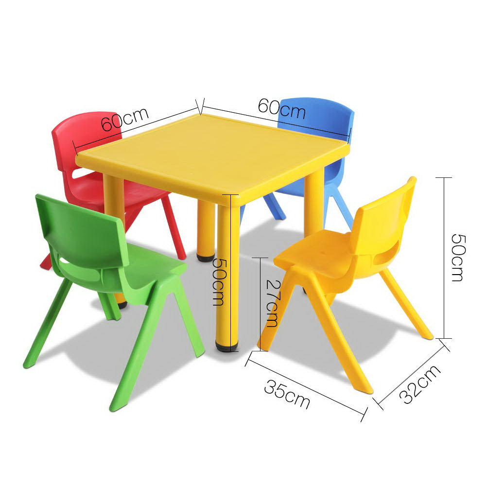 Keezi 5 Piece Kids Table and Chair Set - Yellow