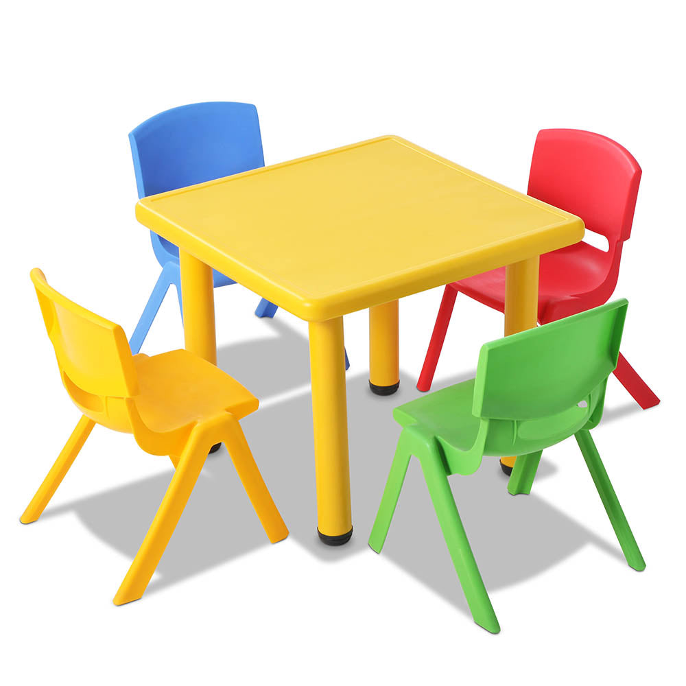Keezi 5 Piece Kids Table and Chair Set - Yellow