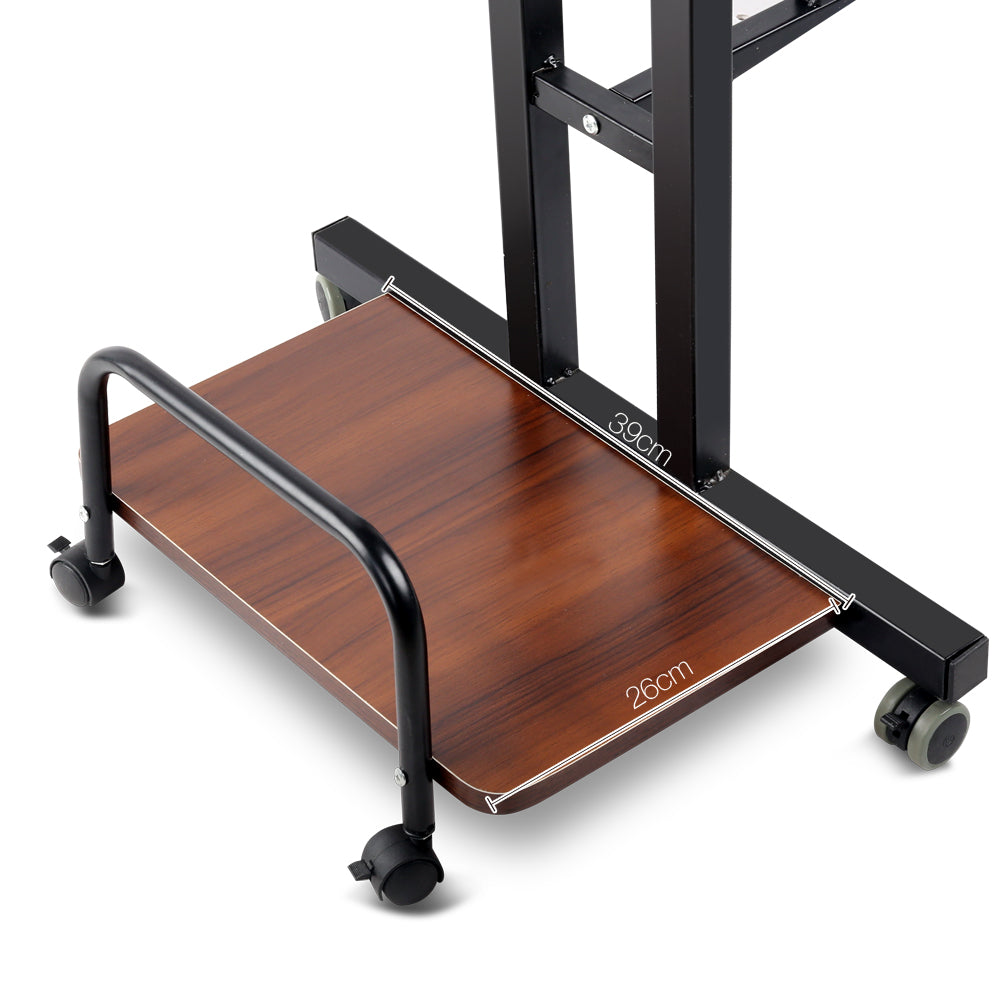Artiss Twin Laptop Table Desk - Dark Wood