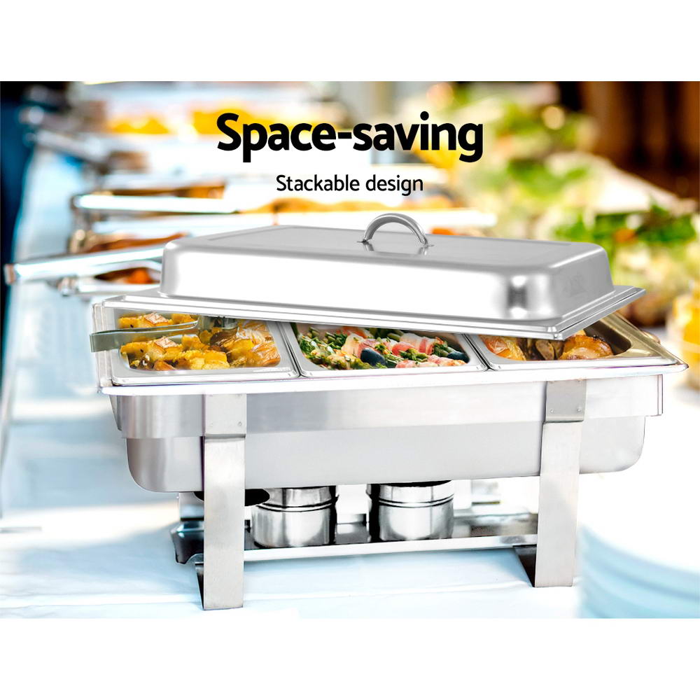 Emajin 9L Bain Marie Bow Chafing Dish 3Lx3 Stainless Steel Food Buffet Warmer