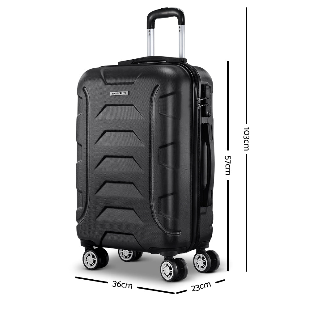 Wanderlite 20" Luggage Sets Suitcase Trolley Travel Hard Case Lightweight Black