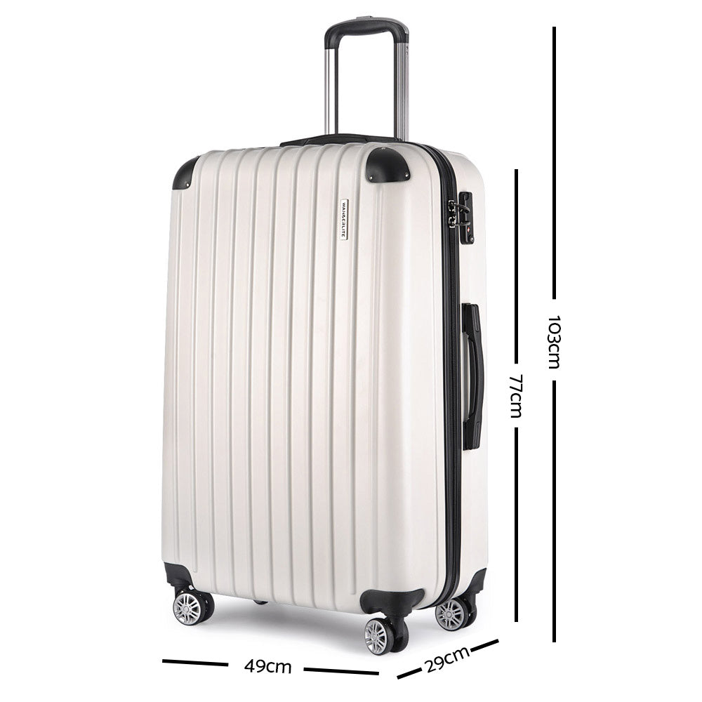 Wanderlite 3 Piece Lightweight Hard Suit Case Luggage White