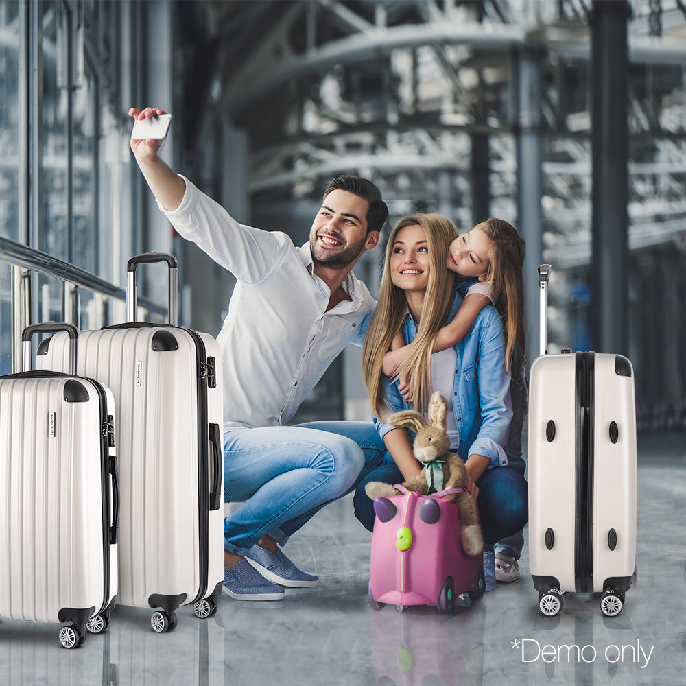Wanderlite 3 Piece Lightweight Hard Suit Case Luggage White