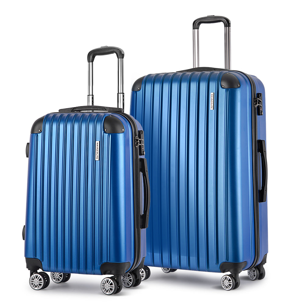 Wanderlite 2PCS Carry On Luggage Sets Suitcase Travel Hard Case Lightweight Blue